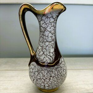 Vintage Jasba Keramik Vase/Pitcher Cortina Series Crackle glaze, gold accents